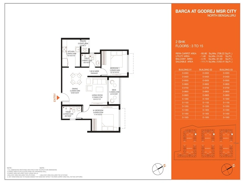 Godrej MSR City 2 BHK Floor Plan