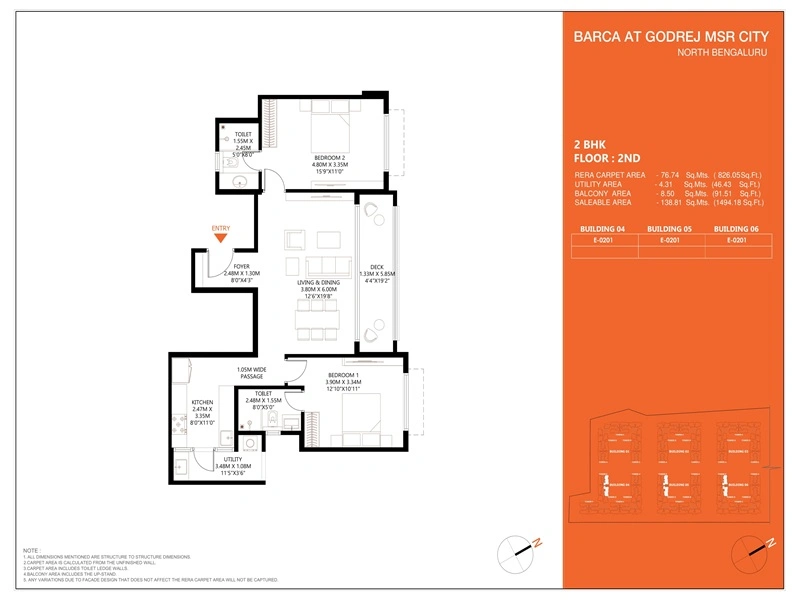 Godrej MSR City 2 BHK Floor Plan
