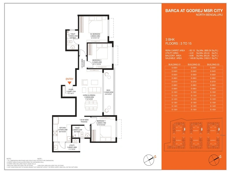 Godrej MSR City 3 BHK Floor Plan