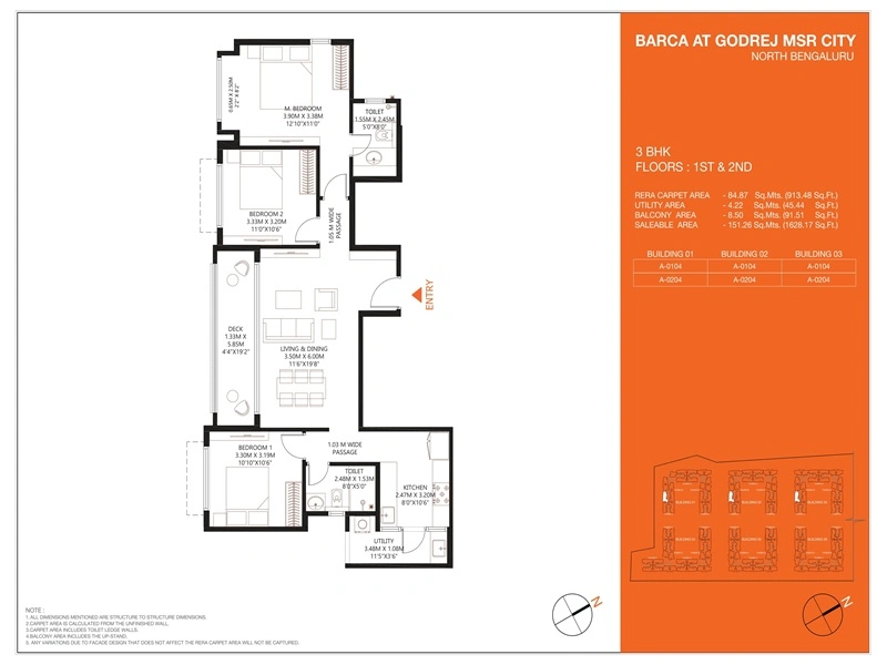 Godrej MSR City 3 BHK Floor Plan