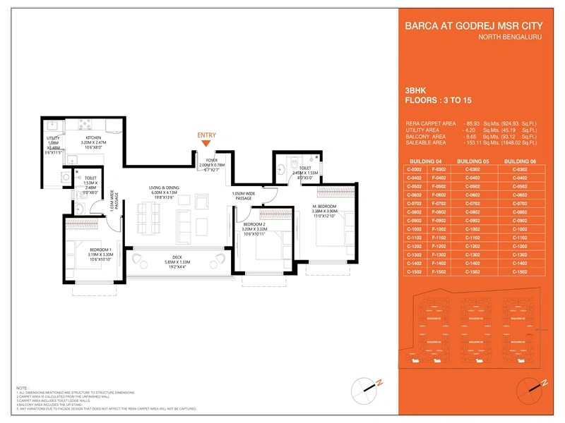 Godrej MSR City 3 BHK Floor Plan