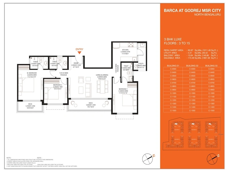 Godrej MSR City 3 BHK Floor Plan